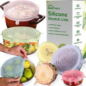 Reusable Silicone Stretch Lids for Food Storage in Fridge - Elastic Heat-Resistant Bowl Covers, Cups, Cans, Jars - Universal Food Grade Lid for Round and Rectangle Containers - 7 Pack - Colorful Reusable Silicone Stretch Lids for Food Storage in Fridge - Elastic Heat-Resistant Bowl Covers, Cups, Cans, Jars - Universal Food Grade Lid for Round and Rectangle Containers - 7 Pack - Colorful