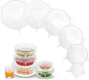 Silicone Stretch Lids, 6PCS Reusable Zero Waste Container Covers Silicone Stretch Lids, 6PCS Reusable Zero Waste Container Covers
