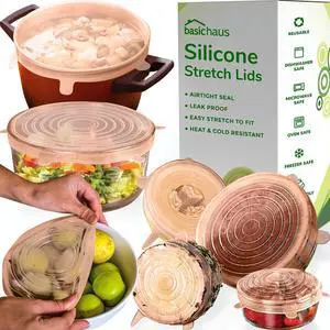 Reusable Silicone Stretch Lids for Food Storage in Fridge - Elastic Heat-Resistant Bowl Covers, Cups, Cans, Jars - Universal Food Grade Lid for Containers - 7 Pack - Apricot Stretchy Lid Set Reusable Silicone Stretch Lids for Food Storage in Fridge - Elastic Heat-Resistant Bowl Covers, Cups, Cans, Jars - Universal Food Grade Lid for Containers - 7 Pack - Apricot Stretchy Lid Set