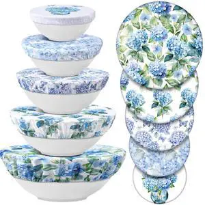 10 Pcs Bowl Covers Reusable in 5 Size Stretch Cloth Fabric Elastic Food Storage Bowl Covers Bread Sourdough Lids for Proofing Food Fruits Leftover(Blue, White, Green,Hydrangea Style) 10 Pcs Bowl Covers Reusable in 5 Size Stretch Cloth Fabric Elastic Food Storage Bowl Covers Bread Sourdough Lids for Proofing Food Fruits Leftover(Blue, White, Green,Hydrangea Style)