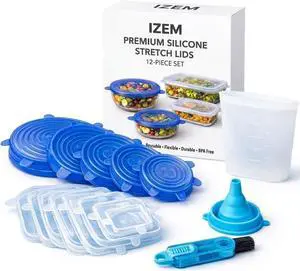 Premium Reusable Silicone Stretch Lids Set 12 Pack (6 Round Blue + 6 Rectangle White) BPA-Free, Airtight & Leakproof Bowl Covers + 500ml Silicone Bag, Funnel & Brush Premium Reusable Silicone Stretch Lids Set 12 Pack (6 Round Blue + 6 Rectangle White) BPA-Free, Airtight & Leakproof Bowl Covers + 500ml Silicone Bag, Funnel & Brush
