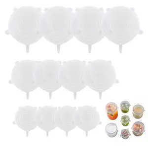 Small Silicone Stretch Lids 12 Pack Reusable Food Covers,Flexible Silicone for Bowls, Containers, Fruits Airtight & Leakproof Seal for Kitchen Storage (Transparent) Small Silicone Stretch Lids 12 Pack Reusable Food Covers,Flexible Silicone for Bowls, Containers, Fruits Airtight & Leakproof Seal for Kitchen Storage (Transparent)