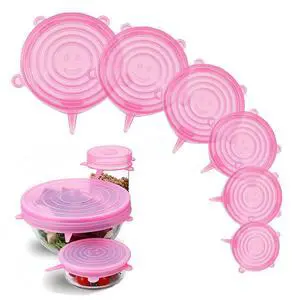 Silicone Stretch Lids 6 Pack Reusable Food Covers,Flexible Silicone for Bowls, Containers, Fruits Airtight & Leakproof Seal for Kitchen Storage(pink) Silicone Stretch Lids 6 Pack Reusable Food Covers,Flexible Silicone for Bowls, Containers, Fruits Airtight & Leakproof Seal for Kitchen Storage(pink)