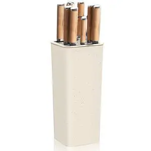 Knife Block Holder without Knives, Universal Kitchen Storage Stand with Wavy Slots to Protect Blades, Small Space-Saving Knife Organizer for Countertop, Detachable for Easy Cleaning Knife Block Holder without Knives, Universal Kitchen Storage Stand with Wavy Slots to Protect Blades, Small Space-Saving Knife Organizer for Countertop, Detachable for Easy Cleaning