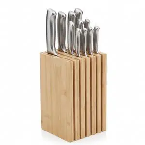 Bamboo Knife Block Minimal Scandinavian Design, Universal Knife Holder with 6 Slots for Up to 18 Knives Fits Paring, Chef, Steak, Butcher Knives & Scissors, Countertop Knife Block Bamboo Knife Block Minimal Scandinavian Design, Universal Knife Holder with 6 Slots for Up to 18 Knives Fits Paring, Chef, Steak, Butcher Knives & Scissors, Countertop Knife Block