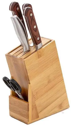 Wood Knife Block, Kitchen Knife Holder Countertop 6 Slots Knife Block with Scissors Slot Kitchen Knife Set for Knife, Scissor, Sharpenner Knife Organizer Wood Knife Block, Kitchen Knife Holder Countertop 6 Slots Knife Block with Scissors Slot Kitchen Knife Set for Knife, Scissor, Sharpenner Knife Organizer