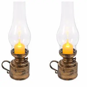 2Pcs Vintage LED Kerosene-Style Lamps, Flameless Electronic Candle Lanterns for Tabletop Decor, Retro Oil Lamp Look for Bedroom, Living Room, Parties, Emergency Lighting 2Pcs Vintage LED Kerosene-Style Lamps, Flameless Electronic Candle Lanterns for Tabletop Decor, Retro Oil Lamp Look for Bedroom, Living Room, Parties, Emergency Lighting
