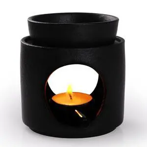 Wax Melt Ceramic Oil Burner Black, Aroma Diffuser Essential Oil Burner Aromatherapy Wax Burner with Tealight Holder, Home Bedroom Decor Wax Melt Ceramic Oil Burner Black, Aroma Diffuser Essential Oil Burner Aromatherapy Wax Burner with Tealight Holder, Home Bedroom Decor