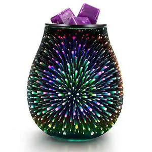 Glass Electric Wax Melt Warmer Oil Burner with Stable Heating PTC Reusable Silicone Tray 7 Colorful Changing Led Light Night Light Scent Warmer for Home Fragrance Warmers-Firework Glass Electric Wax Melt Warmer Oil Burner with Stable Heating PTC Reusable Silicone Tray 7 Colorful Changing Led Light Night Light Scent Warmer for Home Fragrance Warmers-Firework