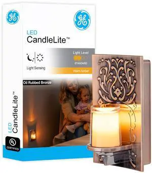 LED CandleLite Night Light, Plug-in, Dusk to Dawn Sensor, Flameless Candle, Sunset Light, Home Decor, LED Lights for Bedroom, Bathroom, Kitchen, Oil-Rubbed Bronze, 11258 LED CandleLite Night Light, Plug-in, Dusk to Dawn Sensor, Flameless Candle, Sunset Light, Home Decor, LED Lights for Bedroom, Bathroom, Kitchen, Oil-Rubbed Bronze, 11258