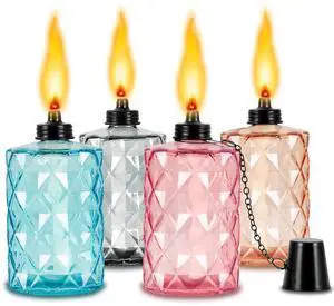 Glass Table Top Torches, 4 Pack Citronella Torches Canister for Outside Glass Table Top Torches, 4 Pack Citronella Torches Canister for Outside