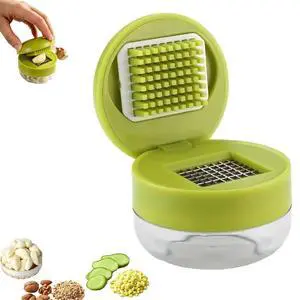 Garlic Crusher and Mincer,Garlic Press and Chopper with Container, Stainless Steel Blade Garlic Slicer, Manual Garlic Cutter for Kitchen Cooking and Food Prep -green Garlic Crusher and Mincer,Garlic Press and Chopper with Container, Stainless Steel Blade Garlic Slicer, Manual Garlic Cutter for Kitchen Cooking and Food Prep -green