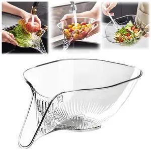 Multi-functional Drain Basket - 2024 New Fruit Cleaning Bowl with Strainer Container, Kitchen Sink Food Catcher Drainer Rinser Vegetable Washing Filter over the Colander (1PC, Clear) Multi-functional Drain Basket - 2024 New Fruit Cleaning Bowl with Strainer Container, Kitchen Sink Food Catcher Drainer Rinser Vegetable Washing Filter over the Colander (1PC, Clear)