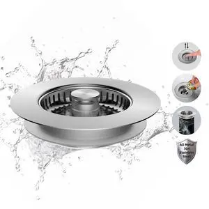 All Metal Stainless Steel 3 in 1 Kitchen Sink Drain Strainer, Upgraded Anti-Rust Sink Stop Combo, Anti-Clogging Stainless Steel Basket Strainer with Metal Handle for US Standard 3-1/2" Drain All Metal Stainless Steel 3 in 1 Kitchen Sink Drain Strainer, Upgraded Anti-Rust Sink Stop Combo, Anti-Clogging Stainless Steel Basket Strainer with Metal Handle for US Standard 3-1/2" Drain