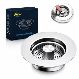 3-in-1 Kitchen Sink Drain Strainer & Stopper with Basket, Stainless Steel Drain Plug Cover Catcher for Food Waste - Sink Accessories for Home or Kitchen Sink Shroom Fit US Standard 3-1/2'' Drain Hole 3-in-1 Kitchen Sink Drain Strainer & Stopper with Basket, Stainless Steel Drain Plug Cover Catcher for Food Waste - Sink Accessories for Home or Kitchen Sink Shroom Fit US Standard 3-1/2'' Drain Hole