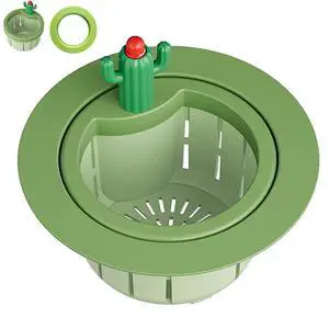 Upgraded Cactus Sink Strainer Basket with Widened Gasket, Green Kitchen Sink Strainer Fits 3.07"-4.25" Drains, Automatic Dumping Sink Filter Basket for Anti-Clog Food Catching (0.11 lbs, 1 Pack) Upgraded Cactus Sink Strainer Basket with Widened Gasket, Green Kitchen Sink Strainer Fits 3.07"-4.25" Drains, Automatic Dumping Sink Filter Basket for Anti-Clog Food Catching (0.11 lbs, 1 Pack)