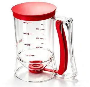 Pancake Batter Dispenser 4-Cup Batter Dispenser with Squeeze Handle & Measuring Marks for Pancakes, Waffles, Muffins, Crepes & Cupcakes Baking Tool(Red) Pancake Batter Dispenser 4-Cup Batter Dispenser with Squeeze Handle & Measuring Marks for Pancakes, Waffles, Muffins, Crepes & Cupcakes Baking Tool(Red)