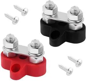 2PCS Battery Terminal Distribution Block,M8 Dual Studs Bus Bar Terminal Block with Battery Terminals Top Post,Negative & Positive 12V Power Distribution Block for Car Truck Marine 2PCS Battery Terminal Distribution Block,M8 Dual Studs Bus Bar Terminal Block with Battery Terminals Top Post,Negative & Positive 12V Power Distribution Block for Car Truck Marine