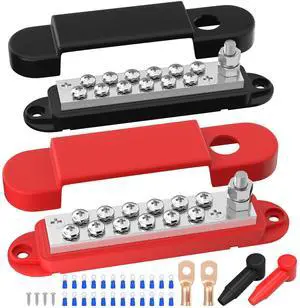 Power Distribution Block 12V 150A 1/4" Stud Marine Bus Bar 12 Volt DC Battery Busbar for Boat Automotive Solar Wiring Power Distribution Block 12V 150A 1/4" Stud Marine Bus Bar 12 Volt DC Battery Busbar for Boat Automotive Solar Wiring