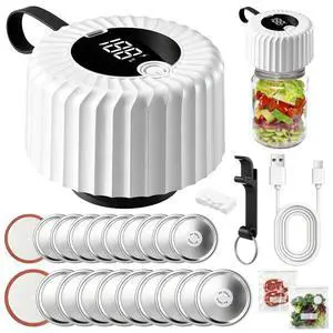 2026 Upgraded Electric Mason Jar Vacuum Sealer Kit, One Touch Electric Vacuum Sealer for Wide and Regular Mouth Mason Jars, Portable Vacuum Sealing Machine for Canning Jars Food Storage, White 2026 Upgraded Electric Mason Jar Vacuum Sealer Kit, One Touch Electric Vacuum Sealer for Wide and Regular Mouth Mason Jars, Portable Vacuum Sealing Machine for Canning Jars Food Storage, White