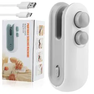 2 in 1 Mini Bag Sealer, Rechargeable Bag Sealer Heat Seal with Cutter, Magnet Mini Resealer Machine Portable Resealer for Plastic Bags Snacks & Food Storage 2 in 1 Mini Bag Sealer, Rechargeable Bag Sealer Heat Seal with Cutter, Magnet Mini Resealer Machine Portable Resealer for Plastic Bags Snacks & Food Storage
