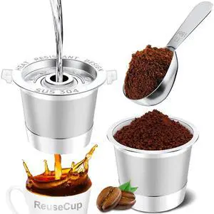 2 Pack Reusable K Cup for Keurig 1.0, Stainless Steel Reusable K Cups for Keurig 1 Prong Coffee Maker K Cup Reusable Coffee Pods with Heat Resistant Handles and Scoop, NO BPA 2 Pack Reusable K Cup for Keurig 1.0, Stainless Steel Reusable K Cups for Keurig 1 Prong Coffee Maker K Cup Reusable Coffee Pods with Heat Resistant Handles and Scoop, NO BPA