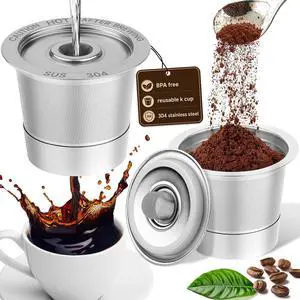 2 Pack Reusable K Cups for Keurig 1.0, Stainless Steel Reusable Coffee Pods 2 Pack Reusable K Cups for Keurig 1.0, Stainless Steel Reusable Coffee Pods