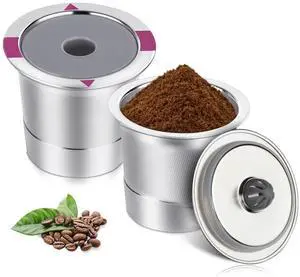 Reusable K Cups, Universal stainless steel Reusable Coffee Pods, Refillable Single K Cups for K 2.0 and 1.0 Coffee Makers (PACK) Reusable K Cups, Universal stainless steel Reusable Coffee Pods, Refillable Single K Cups for K 2.0 and 1.0 Coffee Makers (PACK)