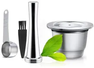 Reusable Coffee Capsule Compatible with Nes OriginalLine Machine Stainless Steel Refillable Coffee Pod Filter with tamper and Spoon for Nes Coffee Maker Reusable Coffee Capsule Compatible with Nes OriginalLine Machine Stainless Steel Refillable Coffee Pod Filter with tamper and Spoon for Nes Coffee Maker