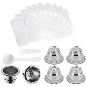 Reusable Capsules for Nespresso OriginalLine - 6pcs Espresso Refillable Pods Stainless Steel Coffee Pods Compatible for Nespresso Originaline Machine(6 Pods+200pcs Lids) Reusable Capsules for Nespresso OriginalLine - 6pcs Espresso Refillable Pods Stainless Steel Coffee Pods Compatible for Nespresso Originaline Machine(6 Pods+200pcs Lids)