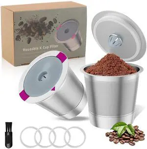 2 Pack Reusable K Cup Coffee Pods, Universal Stainless Steel Refillable K Cup Coffee Filters for Keurig 1.0 and 2.0 Coffee Makers 2 Pack Reusable K Cup Coffee Pods, Universal Stainless Steel Refillable K Cup Coffee Filters for Keurig 1.0 and 2.0 Coffee Makers