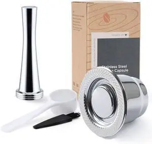 Stainless Steel Refillable Coffee Espresso Capsules, Reusable Coffee Pods Compatible with Ne-spresso Original Line Brewers New Generation (Capsules + Tamper) Stainless Steel Refillable Coffee Espresso Capsules, Reusable Coffee Pods Compatible with Ne-spresso Original Line Brewers New Generation (Capsules + Tamper)