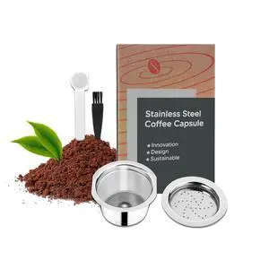 Stainless Steel Coffee Capsules, Reusable Espresso Capsules for K Fee Pods Refillable Coffee Capsule Filter with 1 Spoon and 1 Brush Stainless Steel Coffee Capsules, Reusable Espresso Capsules for K Fee Pods Refillable Coffee Capsule Filter with 1 Spoon and 1 Brush
