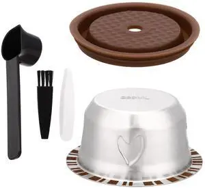Refillable Coffee Capsule Set for Nespresso Vertuo, Stainless Steel 230ml Refillable Coffee Capsule Set for Nespresso Vertuo, Stainless Steel 230ml