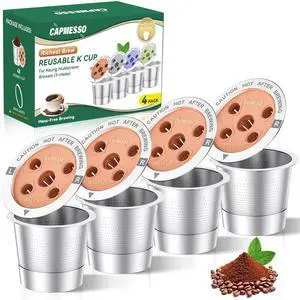 Reusable K Cups for keurig: Stainless Steel 5-Hole Coffee Pods - Refillable Kcup Coffee Filters Compatible with Keurig K Supreme/K Slim/K-Duo Gen 2 with MultiStream Technology (4 Pack) Reusable K Cups for keurig: Stainless Steel 5-Hole Coffee Pods - Refillable Kcup Coffee Filters Compatible with Keurig K Supreme/K Slim/K-Duo Gen 2 with MultiStream Technology (4 Pack)