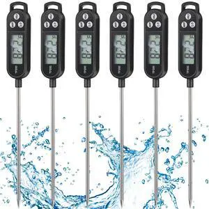 6 Pcs Instant Read Meat Thermometer with Long Probe 9.65 Inch Kitchen Cooking Food Candy Waterproof Digital Thermometer for BBQ Water Milk Yogurt Liquid Cooking(Black) 6 Pcs Instant Read Meat Thermometer with Long Probe 9.65 Inch Kitchen Cooking Food Candy Waterproof Digital Thermometer for BBQ Water Milk Yogurt Liquid Cooking(Black)