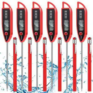 6 Set Waterproof Food Thermometer for Water, Liquid, Candle and Cooking Digital Meat Thermometer with Long Probe Instant Read for Kitchen BBQ Grill Candy (Red) 6 Set Waterproof Food Thermometer for Water, Liquid, Candle and Cooking Digital Meat Thermometer with Long Probe Instant Read for Kitchen BBQ Grill Candy (Red)