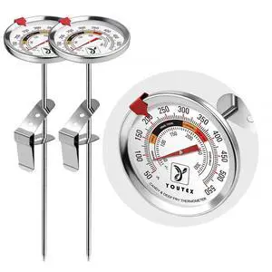 2-Pack Candy Thermometer with Pot Clip - Oil Thermometer for Frying, Upgraded 2.5" Waterproof Dial, Tip-Resistant Clip, Temp Marker & 8" Probe for Deep Frying & Candy Making 2-Pack Candy Thermometer with Pot Clip - Oil Thermometer for Frying, Upgraded 2.5" Waterproof Dial, Tip-Resistant Clip, Temp Marker & 8" Probe for Deep Frying & Candy Making