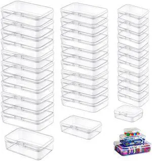 36 Pieces Mixed Sizes Rectangular Empty Mini Plastic Storage Containers with Lids for Small Items and Other Craft Projects (Clear) 36 Pieces Mixed Sizes Rectangular Empty Mini Plastic Storage Containers with Lids for Small Items and Other Craft Projects (Clear)