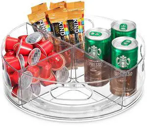 Lazy Susan Turntable - Clear Acrylic, Removable Sections, Rotates 360 Degrees. Easily Organize Your Fridge, Cabinet or Counter. Great Carousel Storage for Food, Spices, Cosmetics. (4-Sections) Lazy Susan Turntable - Clear Acrylic, Removable Sections, Rotates 360 Degrees. Easily Organize Your Fridge, Cabinet or Counter. Great Carousel Storage for Food, Spices, Cosmetics. (4-Sections)