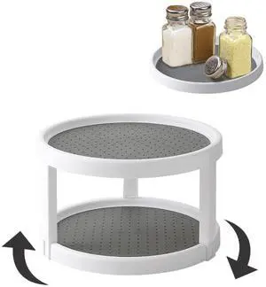 Lazy Susan Organizer, 2 Tier Non Skid Spice Rack Turntable,360 Degree Rotating Seasoning Organizer, 10-Inch Spinning Organizer for Pantry Cabinet, Kitchen, Countertop, Vanity Display Stand Lazy Susan Organizer, 2 Tier Non Skid Spice Rack Turntable,360 Degree Rotating Seasoning Organizer, 10-Inch Spinning Organizer for Pantry Cabinet, Kitchen, Countertop, Vanity Display Stand