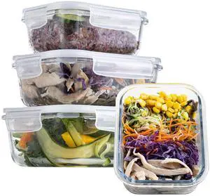 Airtight Glass Food Storage Containers Set - Meal Prep Containers with Lids for Soup, Leftovers, Meal Prep & Office Lunch - BPA Free, Freezer to Microwave to Dishwasher Safe (3PCS) Airtight Glass Food Storage Containers Set - Meal Prep Containers with Lids for Soup, Leftovers, Meal Prep & Office Lunch - BPA Free, Freezer to Microwave to Dishwasher Safe (3PCS)