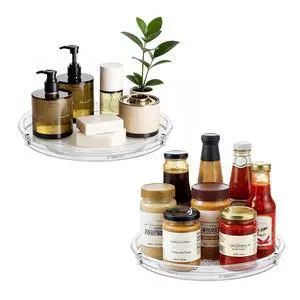 2 Pack Lazy Susan Organizer, 9'' Clear Lazy Susan Turntable for Cabinet, Fridge, Kitchen, Pantry, Countertop, Table Top, Refrigerator Organizers and Storage, Seasoning and Spice Organizer 2 Pack Lazy Susan Organizer, 9'' Clear Lazy Susan Turntable for Cabinet, Fridge, Kitchen, Pantry, Countertop, Table Top, Refrigerator Organizers and Storage, Seasoning and Spice Organizer