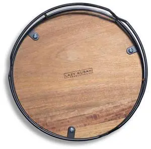 9" Acacia Wood Turntable w/Black Wire Rotating Kitchen Organizer for Table, Pantry, or Cabinet, Rustic Wood Finish, 360° Spin 9" Acacia Wood Turntable w/Black Wire Rotating Kitchen Organizer for Table, Pantry, or Cabinet, Rustic Wood Finish, 360° Spin