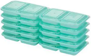 2-Compartment Food Storage Container Set with Snap-Shut Lids, Reusable Divided Snack Containers with Lids, Set of 10, Blue 2-Compartment Food Storage Container Set with Snap-Shut Lids, Reusable Divided Snack Containers with Lids, Set of 10, Blue