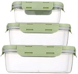 Food Storage Containers Set with Airtight Lids - 3 Pack BPA-Free Plastic Meal Prep Containers in 3 Sizes - Leak Proof Lunch Bento Boxes - Microwave, Dishwasher & Freezer Safe (Green) Food Storage Containers Set with Airtight Lids - 3 Pack BPA-Free Plastic Meal Prep Containers in 3 Sizes - Leak Proof Lunch Bento Boxes - Microwave, Dishwasher & Freezer Safe (Green)