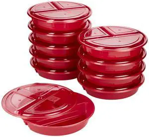 Meal Prep Containers Set Microwave & Dishwasher-Safe Round Food Organizers with Labeled Compartments BPA-Free Food Storage Set with Snap Shut Lids Portion Control, 10-Pieces, Red Meal Prep Containers Set Microwave & Dishwasher-Safe Round Food Organizers with Labeled Compartments BPA-Free Food Storage Set with Snap Shut Lids Portion Control, 10-Pieces, Red