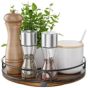 9'' Lazy Susan Organizer for Table Top,Wooden Lazy Susan Turntable for Cabinet,Kitchen,Spice Organization,Bathroom Vanity,Rotating Pantry Storage for Table Decor 9'' Lazy Susan Organizer for Table Top,Wooden Lazy Susan Turntable for Cabinet,Kitchen,Spice Organization,Bathroom Vanity,Rotating Pantry Storage for Table Decor