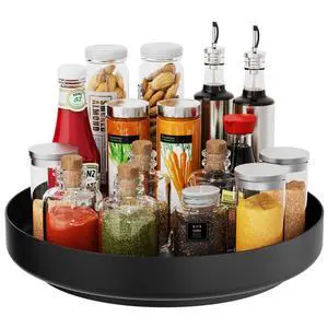 Lazy Susan Turntable Organizer - 13 inch Rotating Spice Rack Metal Lazy Susan for Cabinet Pantry Kitchen Countertop Bathroom Refrigerator Table Storage, Black Lazy Susan Turntable Organizer - 13 inch Rotating Spice Rack Metal Lazy Susan for Cabinet Pantry Kitchen Countertop Bathroom Refrigerator Table Storage, Black