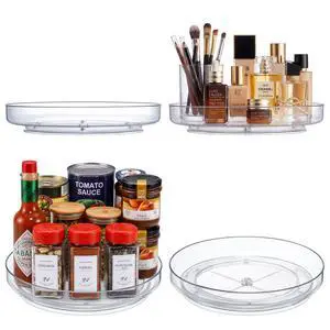4 Pack 9 Inch Elegant Clear Turntable Acrylic Lazy Susan, Non-Skid Rotating 4 Pack 9 Inch Elegant Clear Turntable Acrylic Lazy Susan, Non-Skid Rotating